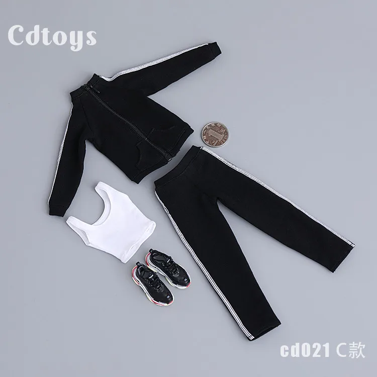 

Cd021 масштаб 1/6 Женская фотография модная черная Розовая белая спортивная одежда костюм 12 дюймов экшн-фигурка одежда