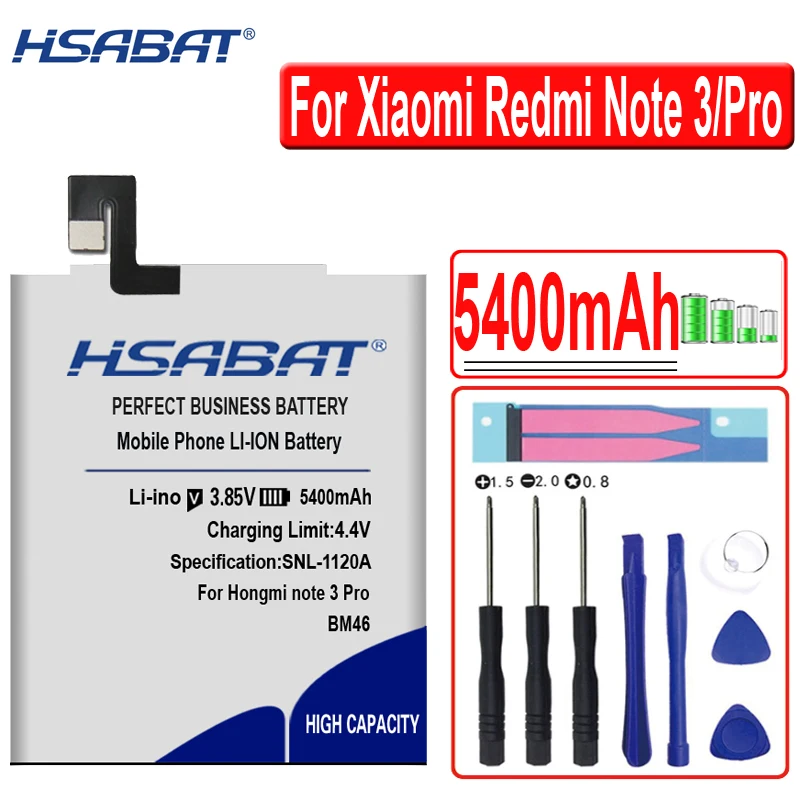 Новый аккумулятор HSABAT 5400 мАч BM46 для Xiaomi Redmi Note 3 redmi Note3 pro Prime сменные