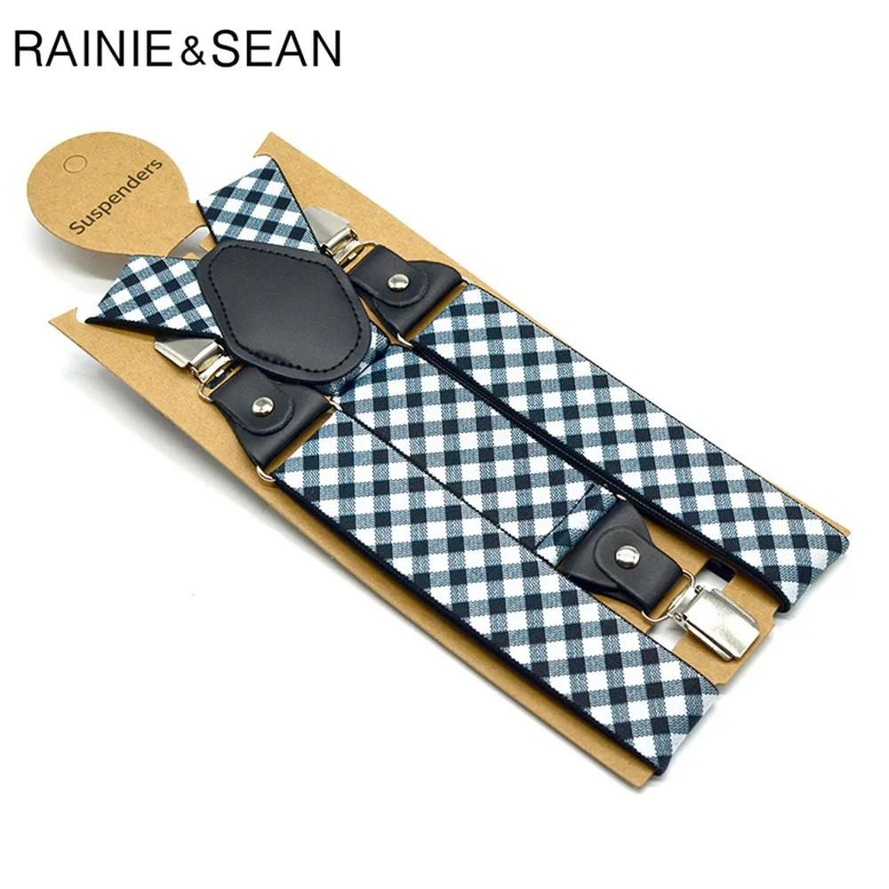 Подтяжки RAINIE SEAN Men s в клетку деловые эластичные ремни для брюк 3 5*120 см мужские