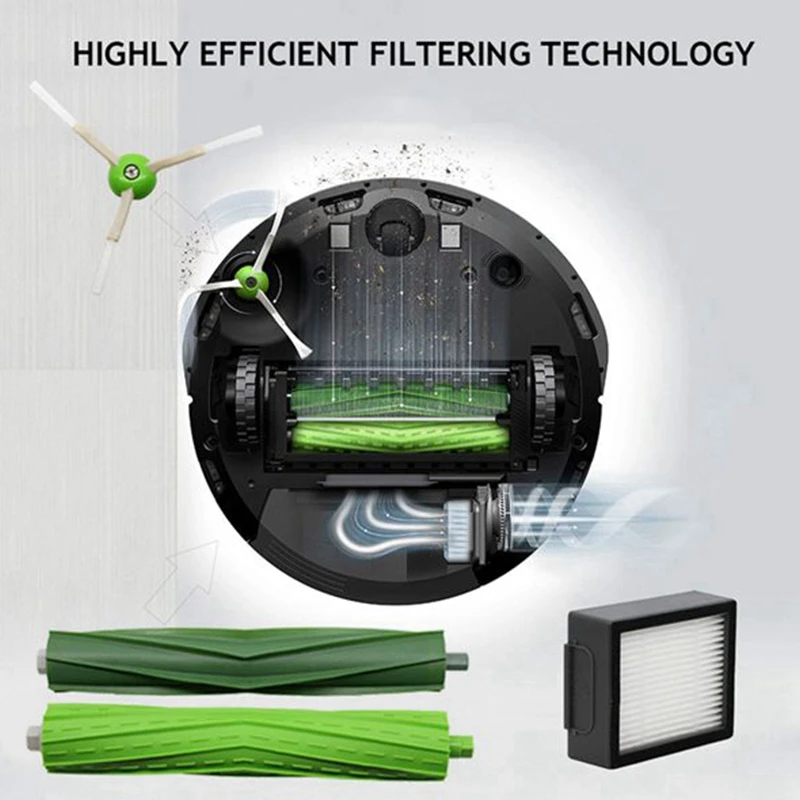 

HOT-10x Hepa Filter Side Brush Brush Roll for IRobot Roomba I7 E5 E6 I Series Robot & 1set Roll Brush, Side Brush, Filter