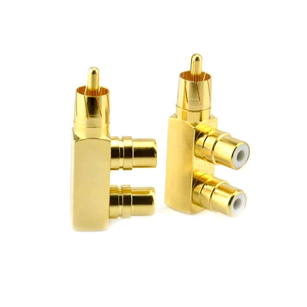 

1PC Gold Plated Copper 1 RCA Male to 2 RCA Female AV Audio Video Adapter Plug Splitter Converter Connector