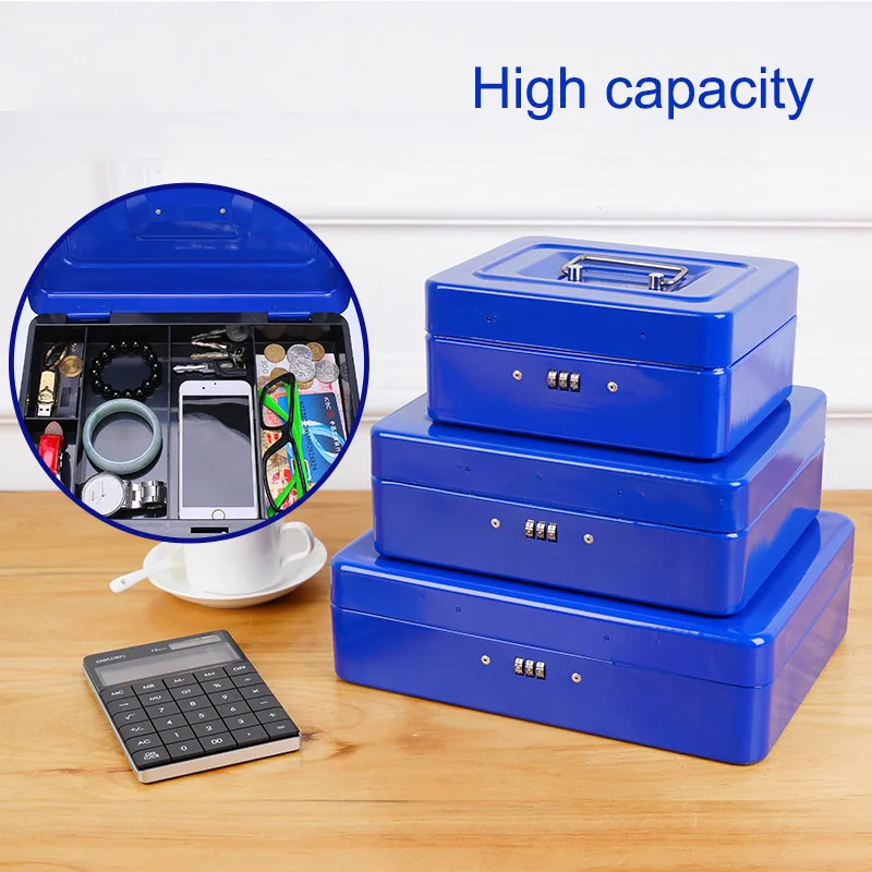Metal Box Money Storage Portable Security Safe Box Password Lock Jewelry Storage For Home School Office Security Kids Gift