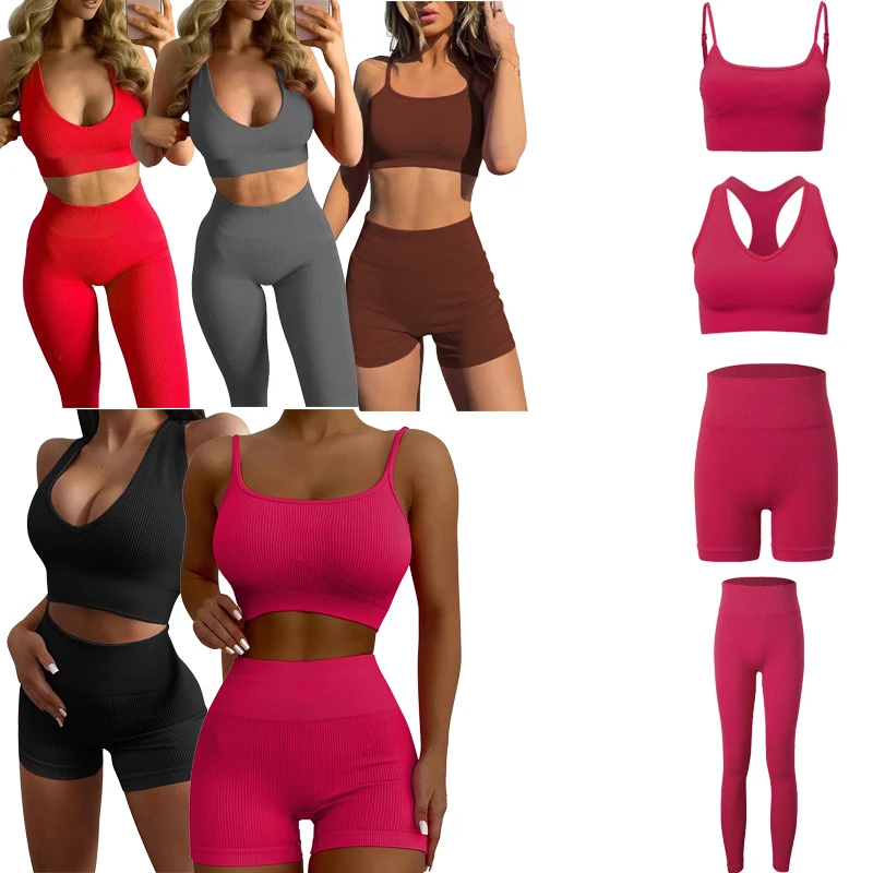 

2021 OEM Custom Woman Fitness Yoga Wear Workout Crop Top Seamless High waisted Leggings Set