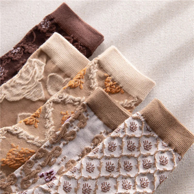 Винтажные женские носки с вышивкой в стиле Харадзюку милые этнические японские