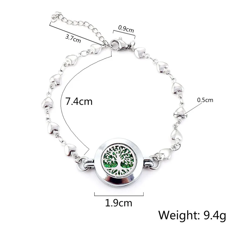 

New Tree of Life Aroma Bracelet Diffuser Jewelry Vintage Heart Chain Perfume Essential Oil Lockets Bracelet Accessories