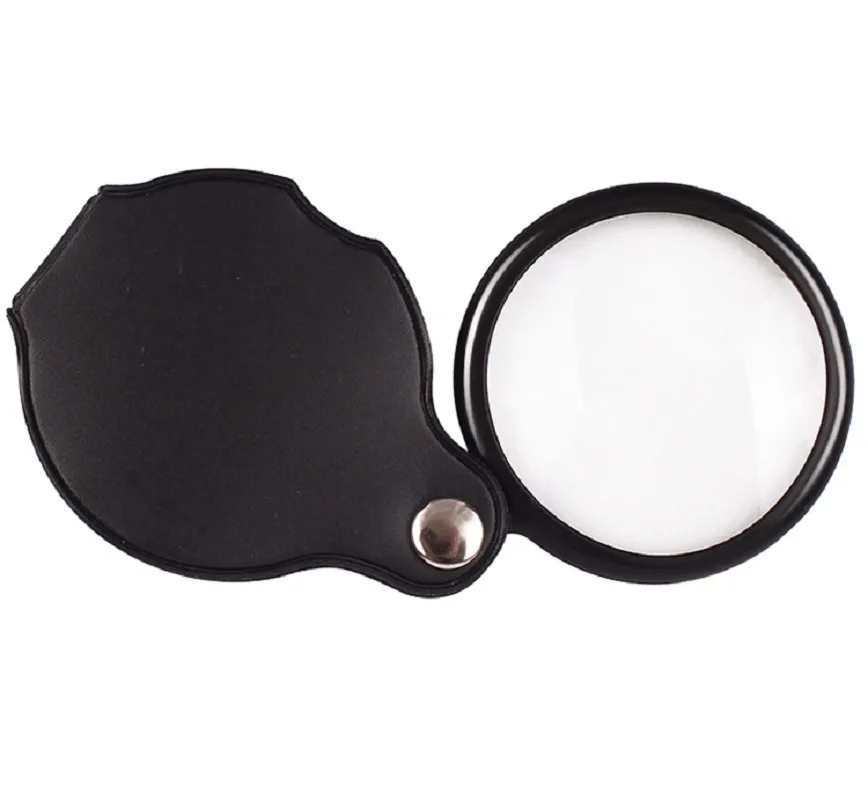 Портативное складное увеличительное стекло с кожаным чехлом 5X для чтения