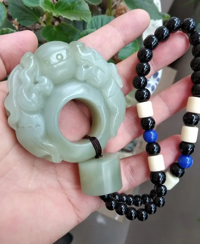 Ручной серый нефритовый амулет для собак украшения талисман счастливого зверя |