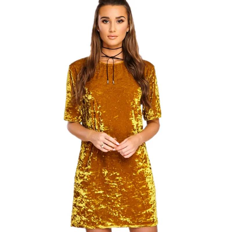 

2022 leisure short sleeves Mini dress velvet vintage women Backless party sexy loose AB052