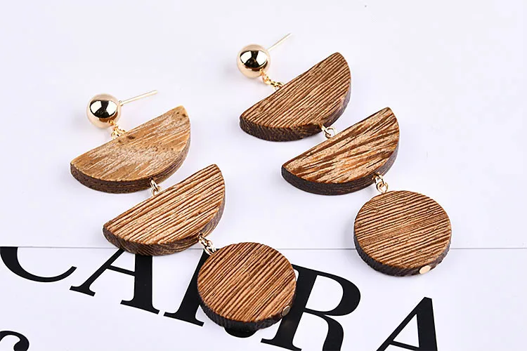 Модные Ретро серьги сделай сам в Корейском стиле зажим для ушей из дерева