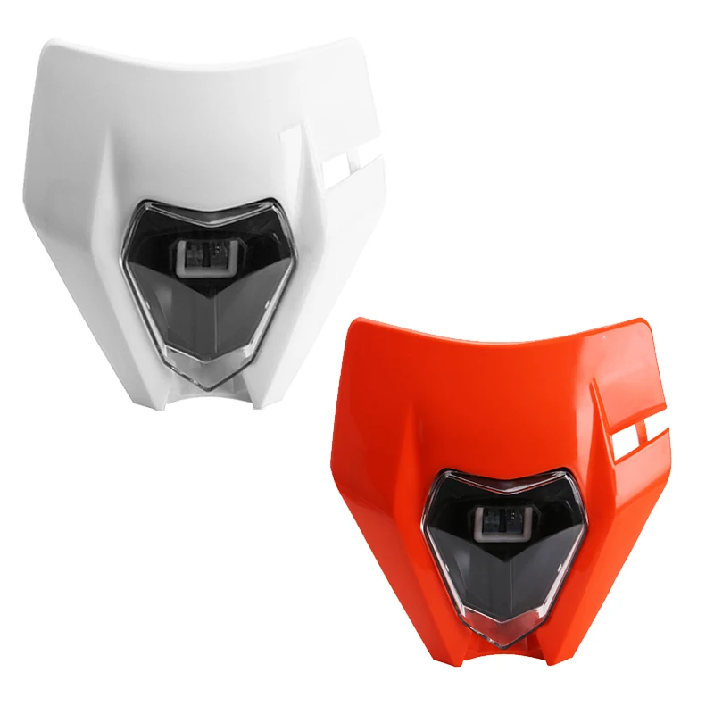 

2 Set Motorcycle LED Headlight Fairing Dirt Bike Motocross Head Light Lamp For KTM SX EXC XCF FE TE FC, White & ​Orange
