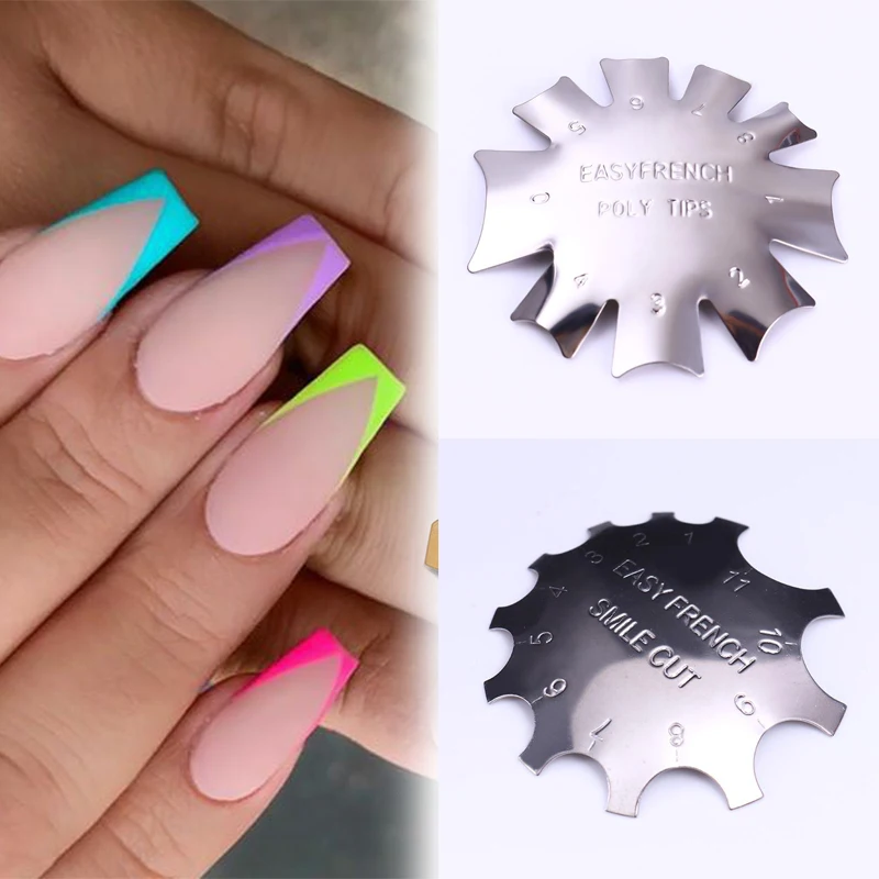 

Fashion French Smile Cut V Line almond shape Tips Edge Trimmer Nail Cutter Acrylic White French Nails Tools