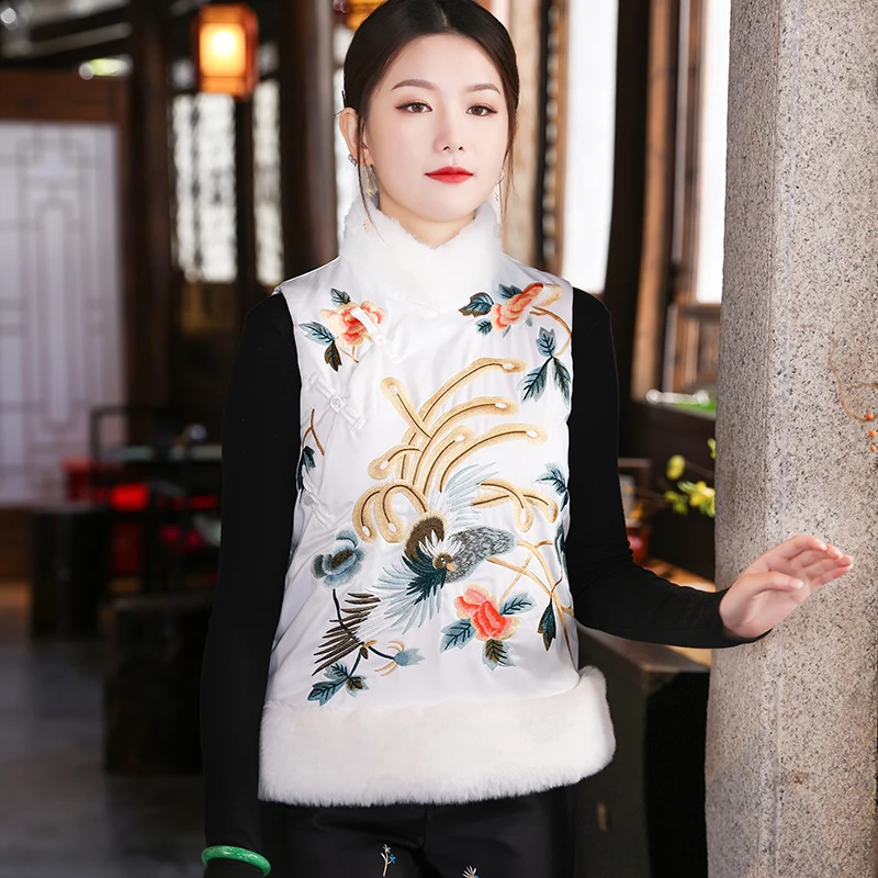 Высококачественный новый зимний женский хлопковый жилет Топ в китайском стиле