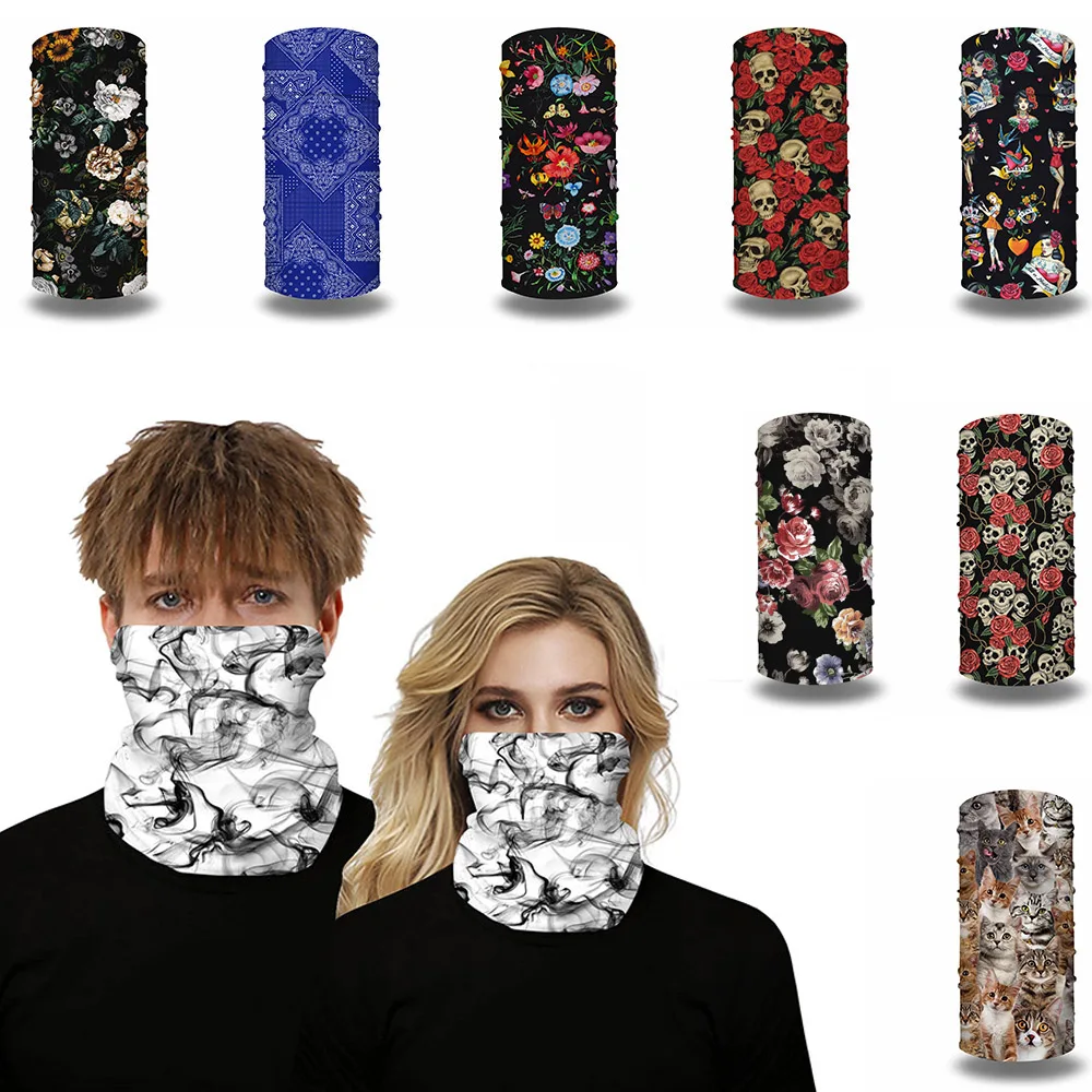 Волшебная повязка на голову с цифровым цветочным принтом шарф для верховой езды