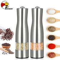 electric pepper mill stainless steel salt and pepper grinder adjustable ceramic with led light automatic spice mill home tools
