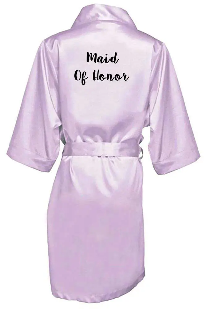 lavender maid of hon Новинкасвадебные халаты для невесты, подружки невесты, для мамы, сестры невесты, свадебный подарок, кимоно, атласные халаты - Цвет: lavender maid of hon