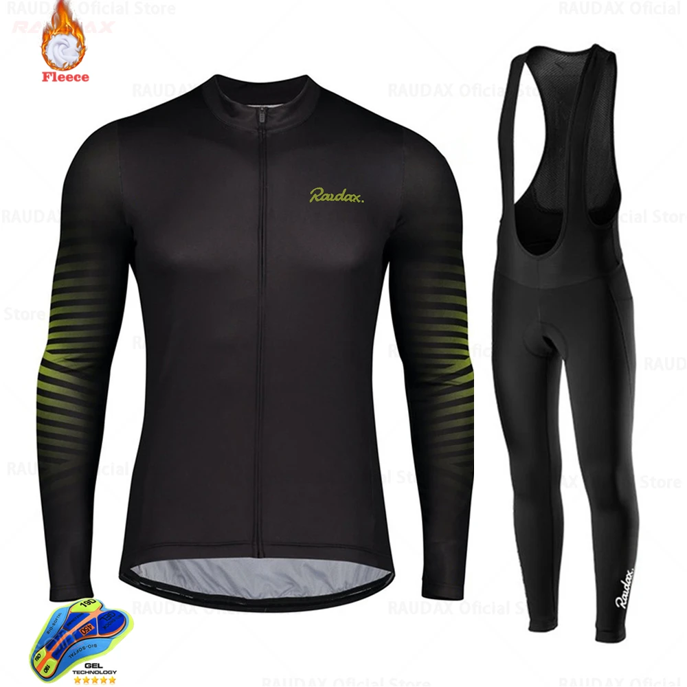 

Raudax 2021 Men Winter Anti-UV Cycling Jersey Set Bike Ciclismo MTB Ropa De Hombre Outdoor cycling sportswear Bib Pants Suit