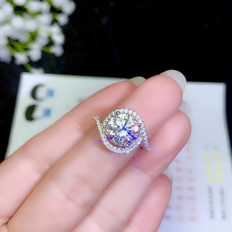 BOEYCJR 925 серебро 0.5ct/1ct/2ct/3ct F цвет Moissanite VVS обручальное свадебное кольцо с