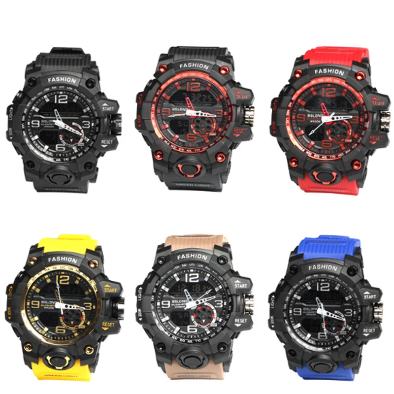 Новые повседневные модные спортивные часы на открытом воздухе двойной показ