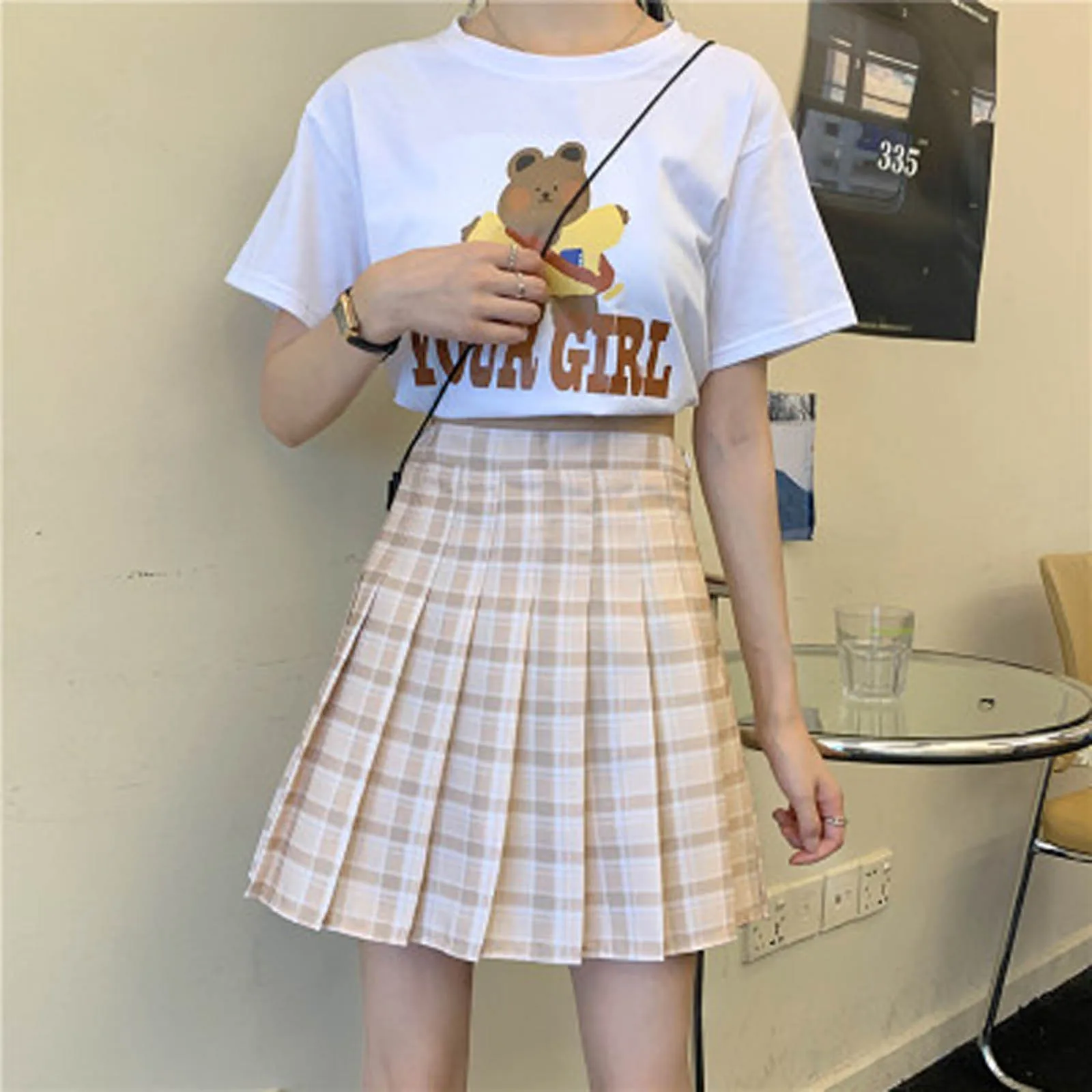 

Fashion Women Plaid Pleated A-line Skirt Burnout High Waist Short Skirt Ladiesplaidprintedpleatedskirtfashion Minishort#g