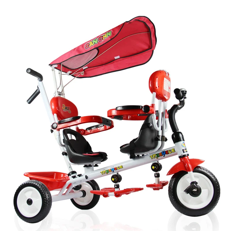 Child Tricycle Twin Stroller Bicycle Double Stroller Face To Face Baby Carriage Three Wheels Stroller Travel Car Baby Pram 2in 1