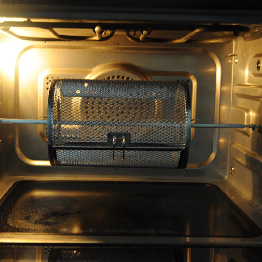 

Multifunction Stainless Steel Burning Basket Kitchen Rotating Grill ForDrum Oven Basket Beans Peanut Grill Cooking Tool Sliver