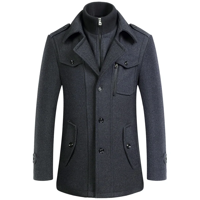 

2021 New Thick Double Collar Woollen Coat Man