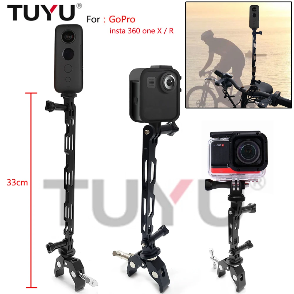 Aluminum Alloy Motorcycle Bike Ride Shooting Hidden Selfie Portable car holderStick For insta360 One R X Gopro Max  Accessories