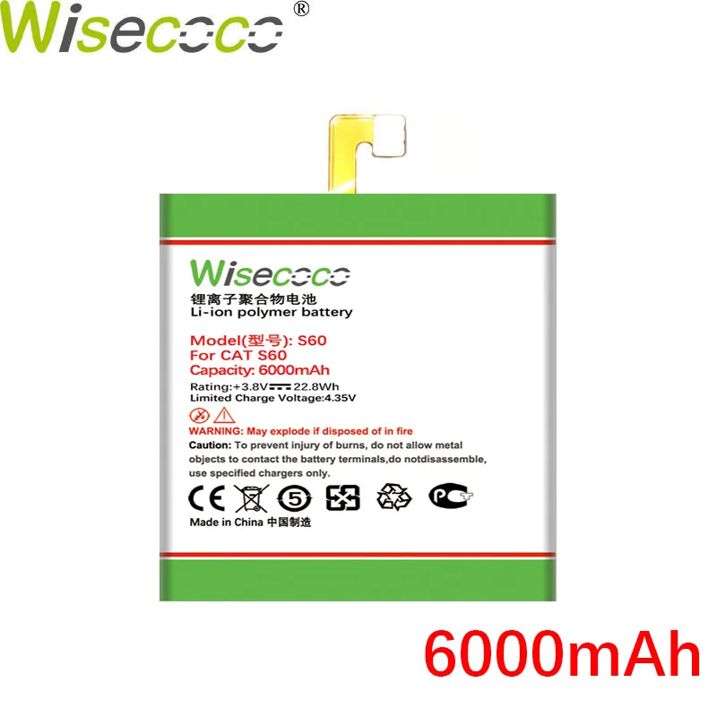 

WISECOCO 6000mAh S 60 Battery For CAT S60 Mobile Phone In Stock High Quality Battery With Tracking Number