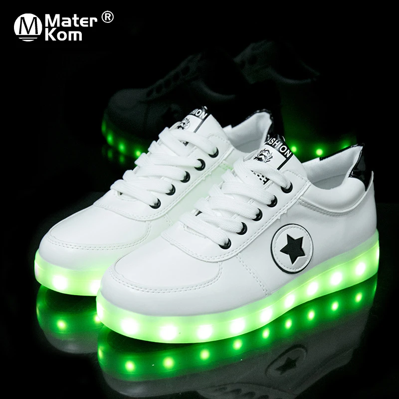 Size 30-44 Kids Luminous Sneakers for Girls Boys Women Shoes with Light LED Shoes with Luminous Sole Glowing Sneakers LED Shoes