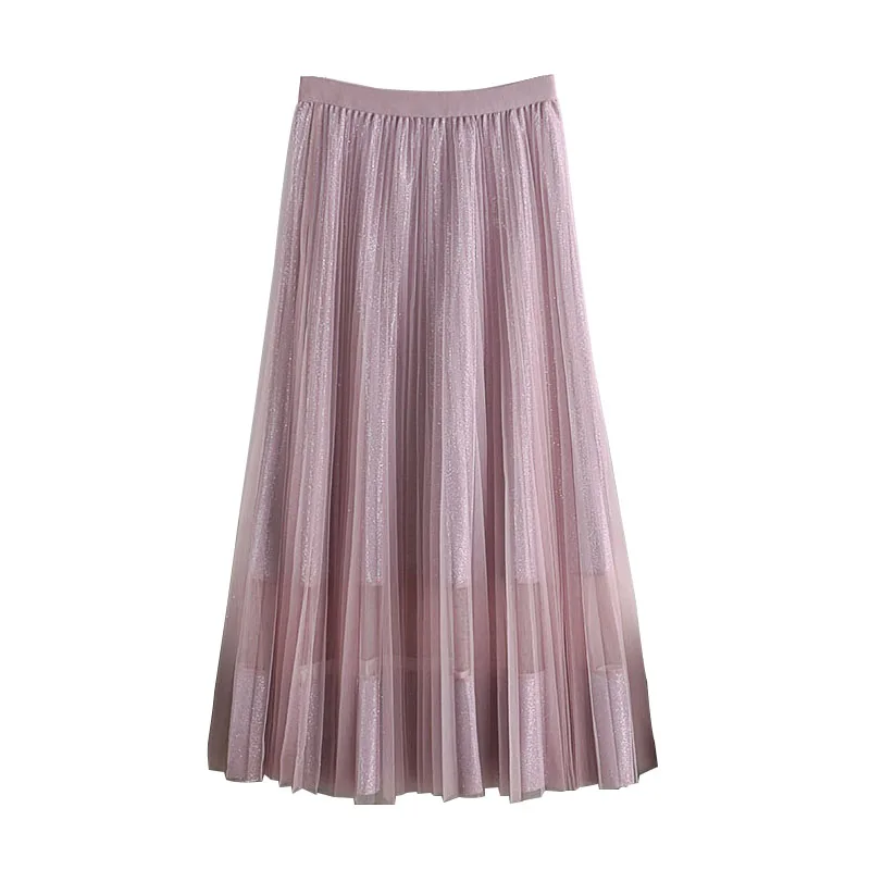 

in the spring of the new han edition splicing gauze pleated sequins tall waist bust skirt teamed female W57 show thin