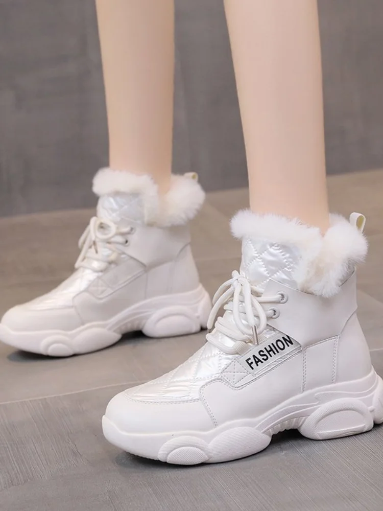 

Winter Hot Style Thickened Warm High-top Thickened Black And White Trendy Cotton Shoes Waterproof Fashion Boots Black Boots