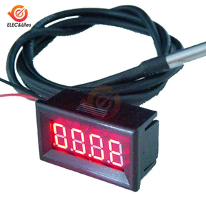 0.36inch 4-bit LED Display Digital Thermometer Temperature Tester Gauge with DS18B20 NTC temp Sensor waterproof Probe -55C-125C