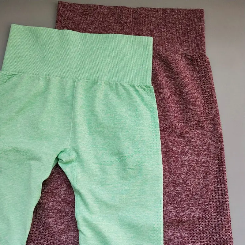 Однотонные Бесшовные Леггинсы для йоги с высокой талией женские спортивные