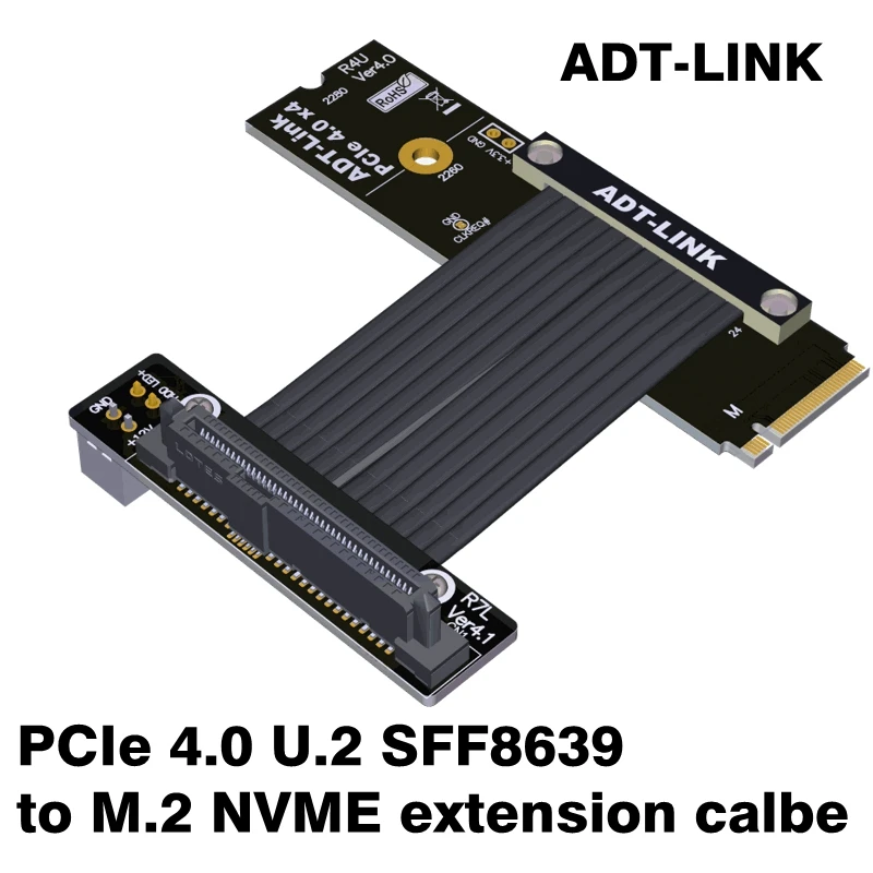 

Удлинительный кабель PCI-E 4,0 ADT-Link U.2 SFF8639 к M.2 NVMe поддерживает твердотельный накопитель SSD PCIE 4,0 X4 полная скорость