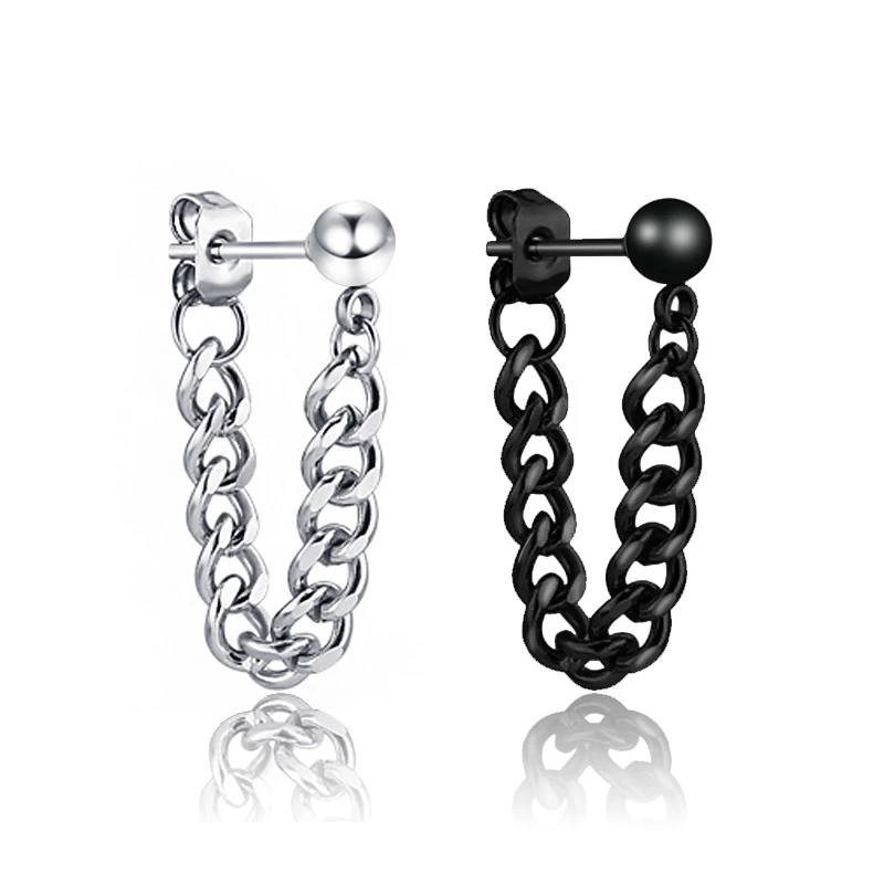 

Stainless Steel Stud Earrings Tassel Pendant Geometric Piercing Trendy Rock Punk Earrings Jewelry For Women 1pcs