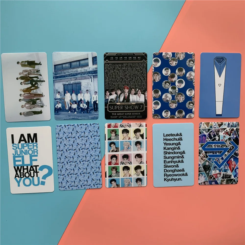 Pegatinas para tarjetas Kpop Super Junior, adhesivos para tarjetas de cristal SJ, suju, postales, fototarjetas, 10 unids/set por juego
