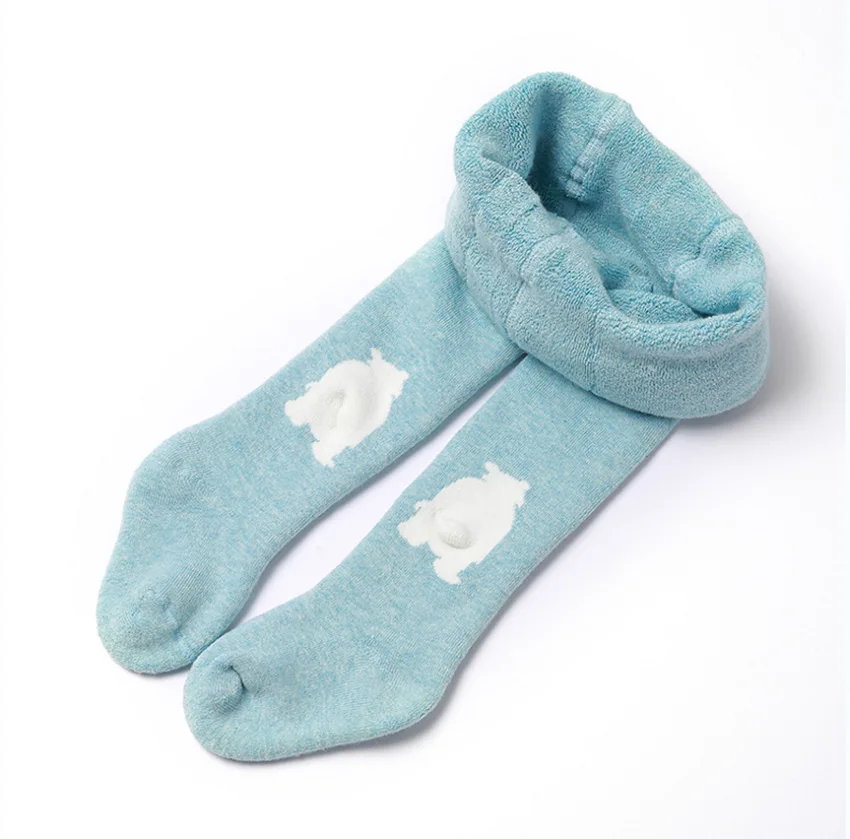 Теплые плотные колготки с рисунками из мультфильмов на осень и зиму вязаные