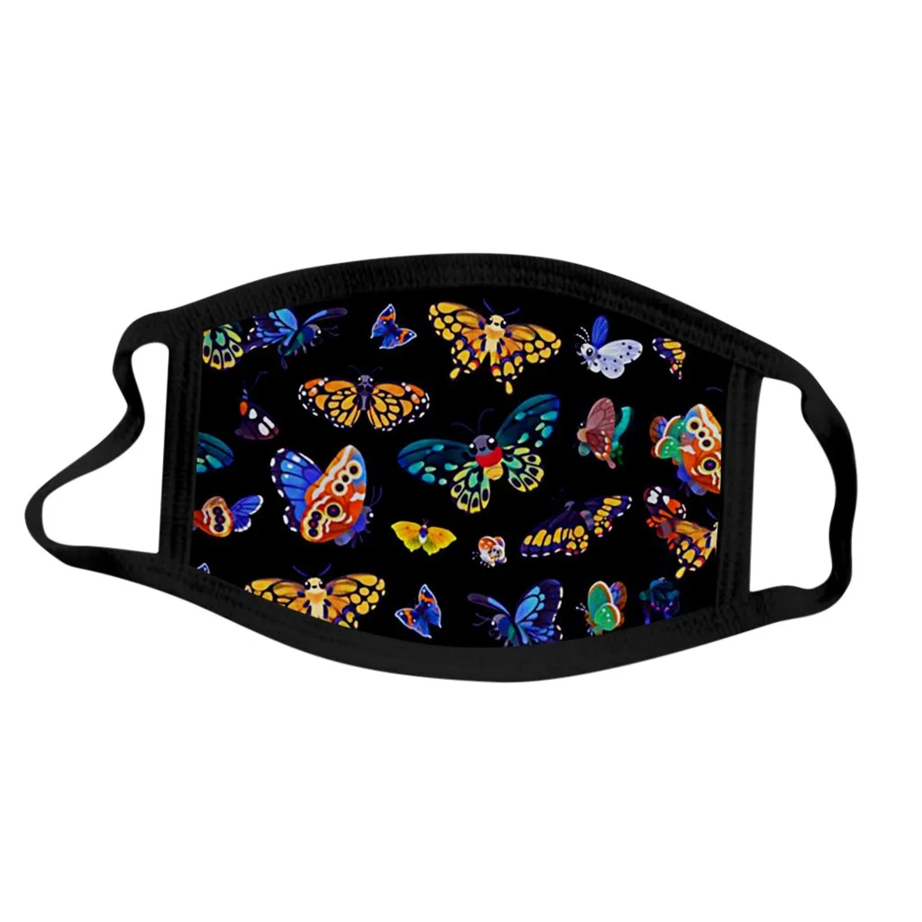 Разноцветные маски для лица с бабочками модные дизайнерские многоразовые из