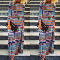 2021 womens european and american round neck fashion long sleeved printed dress sexy dress women
