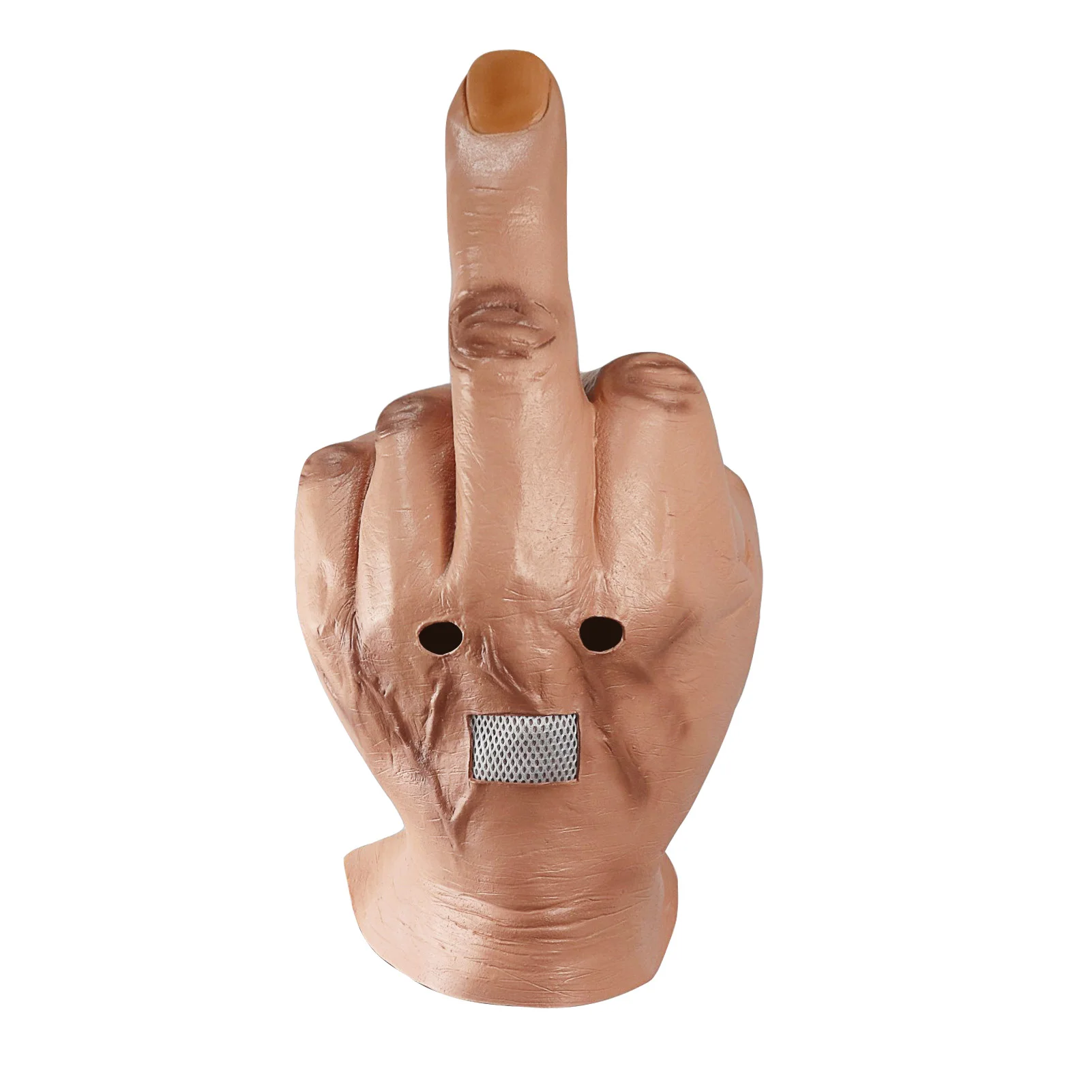 

Soft Full Funny Latex Realistic Middle Finger Headgear Halloween Scary Holiday Creepy Cosplay Costume Party Props Spoof Gift