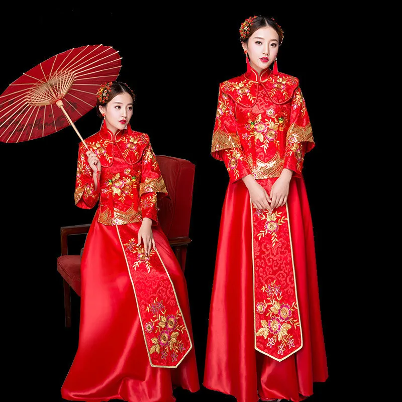 Свадебное платье большого размера с цветочной вышивкой изысканный Чонсам