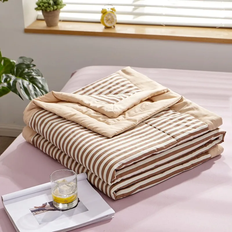 

Bedding Summer Quilt Lattice Stripes Blanket Thin Skin-friendly Comforter Bedspread Double Bed Air Condition Quilt Home Goods