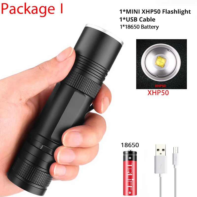 XHP50 Самый мощный XHP90 Новое поступление светодиодный фонарик с usb зумом 18650 26650 USB Перезаряжаемый Аккумулятор VS XHP70/P50 походный фонарь - Испускаемый цвет: XHP50