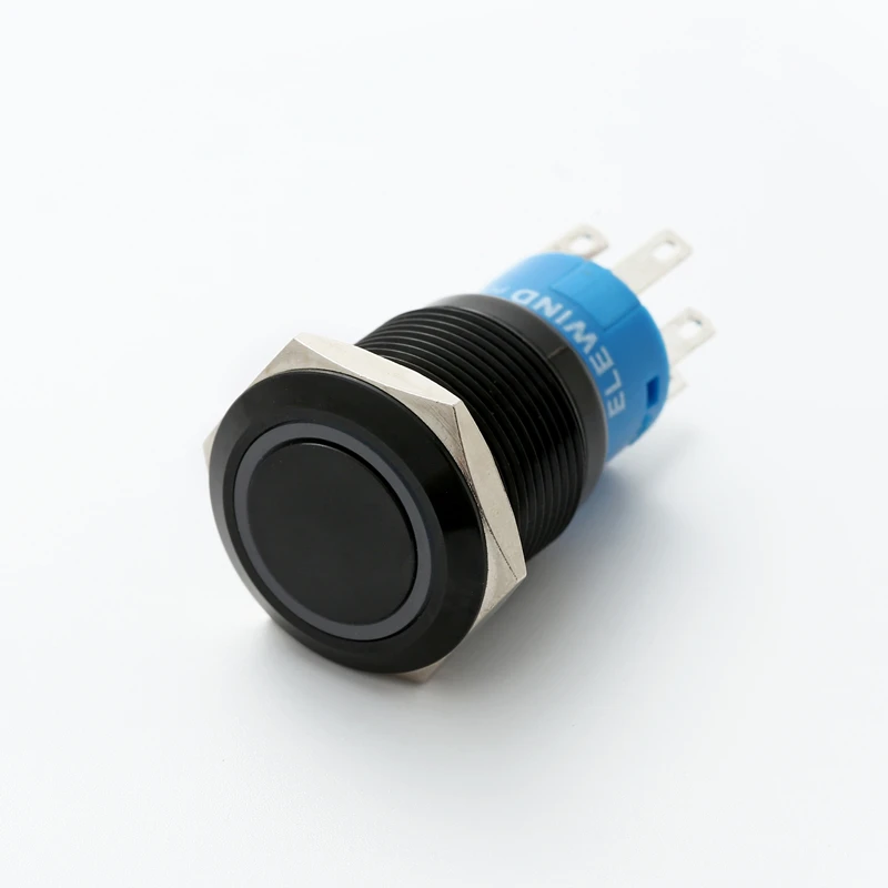 

3 светодиодных цветных кольца, 19 мм, черного алюминия или нержавеющей стали, кнопочный переключатель (PM192F-11E/J/RGB/12 В/с)