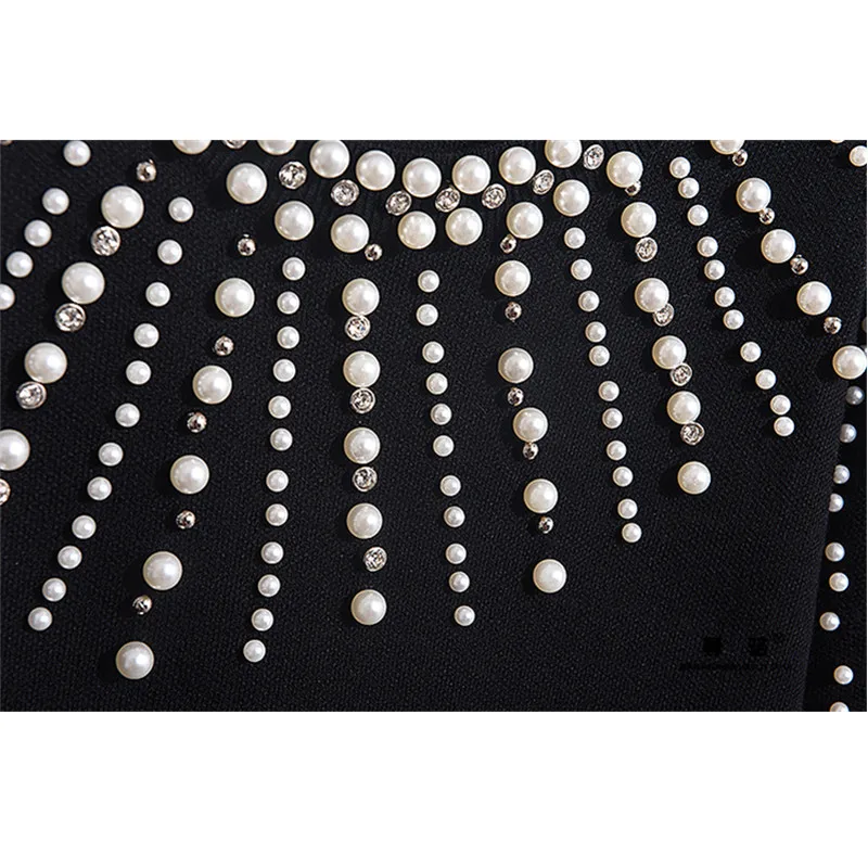 Осенне зимний черный вязаный комплект женский свитер с длинными рукавами и