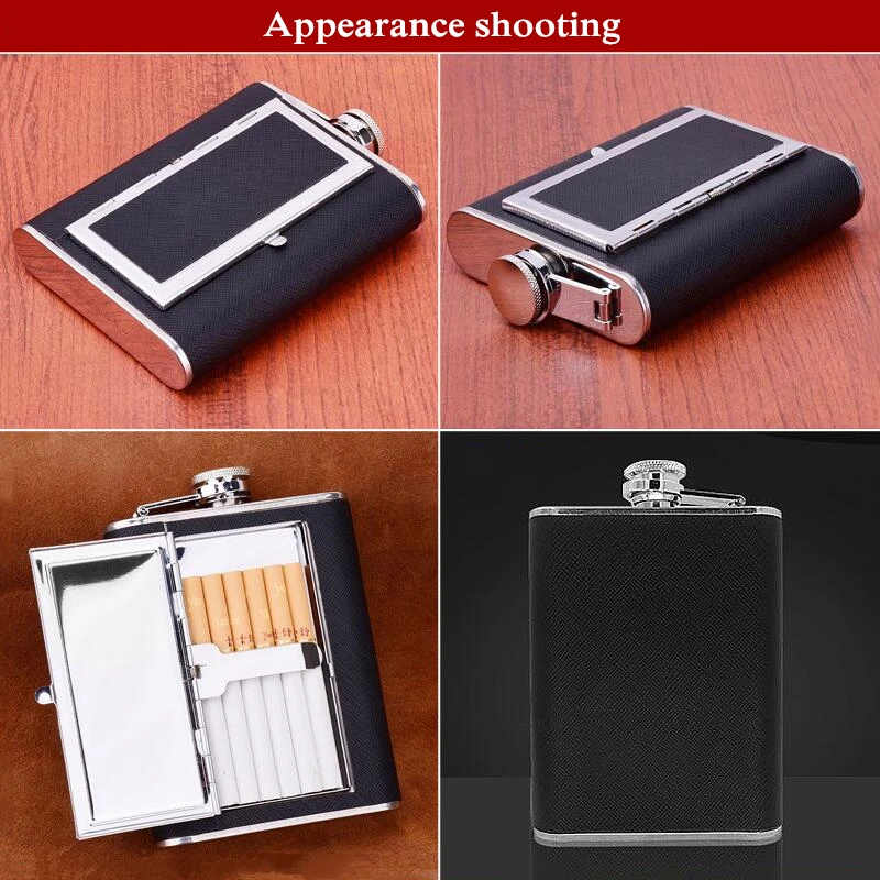 Портативная фляжка из нержавеющей стали многофункциональный чехол для сигарет