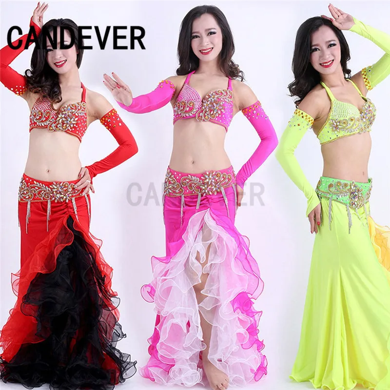 Восточные женщины набор костюма для танца живота 5 шт бюстгальтер и юбка с поясом
