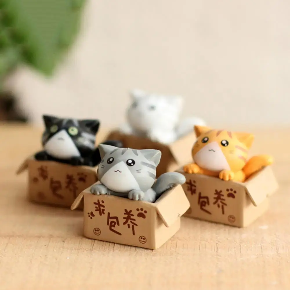 

Lovely Box Cartoon Cat Miniature Landscape Decor Bonsai Resin Crafts Ornament Home Decoration Ornaments Accessories Wholesale