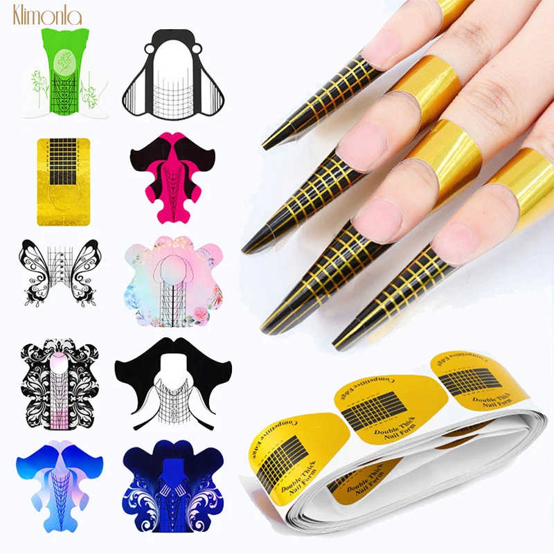 

100pcs French Acrylic Nail Form Tips 24 Designs Nail Extension Sticker Builder Forms Guide Stencil Paper Tools for Manicure