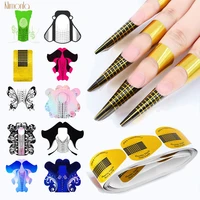 100pcs french acrylic nail form tips 24 designs nail extension sticker builder forms guide stencil paper tools for manicure